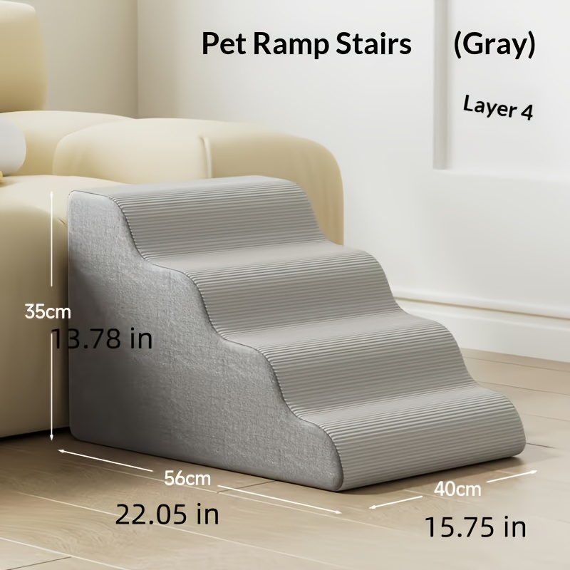 pet stairs with 3 layer gradual incline high density foam dog steps for sofa bed non slip surface   gentle slope ramp for senior pets small dogs cats