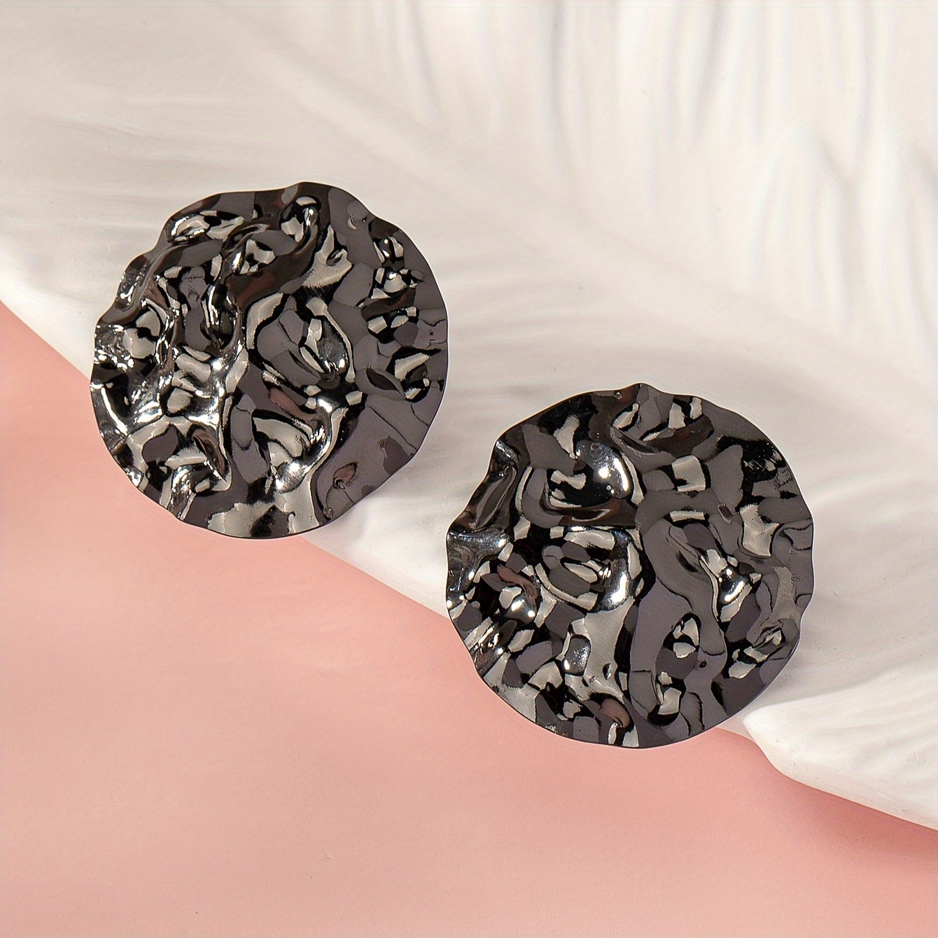 Hammered Iron Disc Earrings for Women