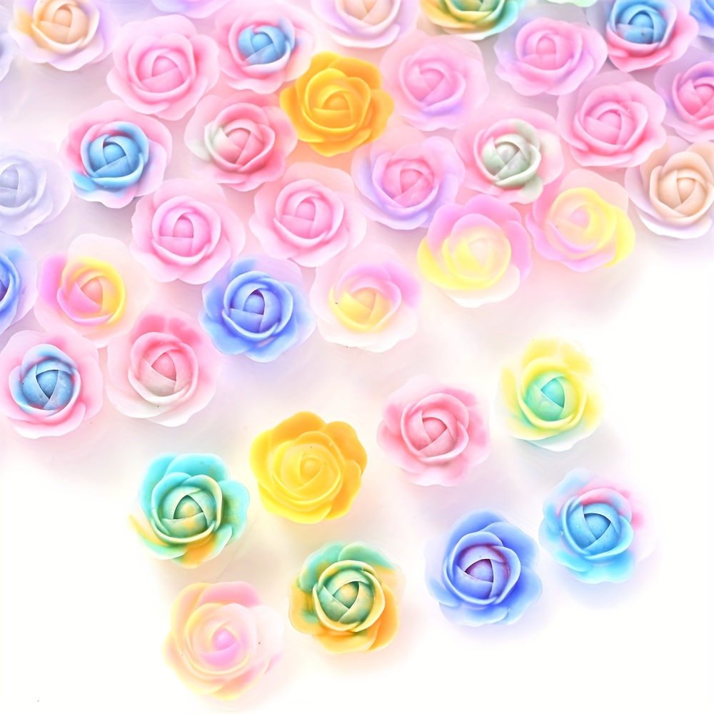 Image of 2d Flat - 100pcs 6/8mm New Cute Resin Mini Luminous Flower Bud Flatback Ornament Jewelry Making Manicure Additions