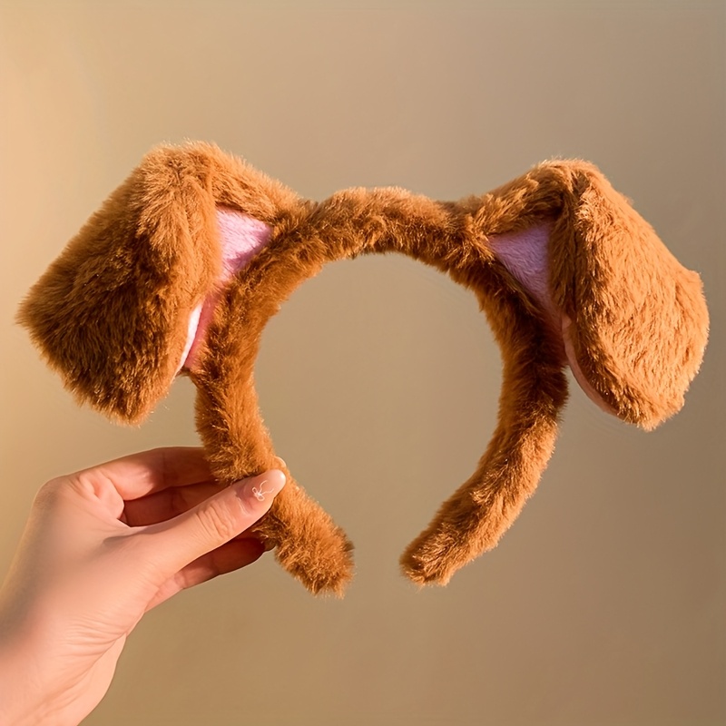 TEMU 1pc Serre-tête Chien Cartoon Femme, Chien Oreilles, Serre-tête Chien, Chien, Serre-tête Femme en Peluche, Chien Tacheté, Ajouts de Cheveux,