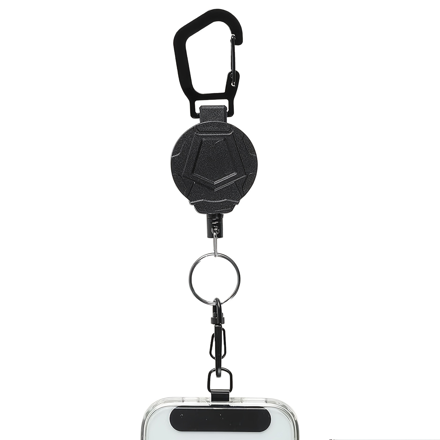 TEMU 【盗難防止】格納式スマホテザーバー、クルッチループ付きストラップ、ロック式バッジホルダー、キーリングロブスタークラスプ付き高耐久コード