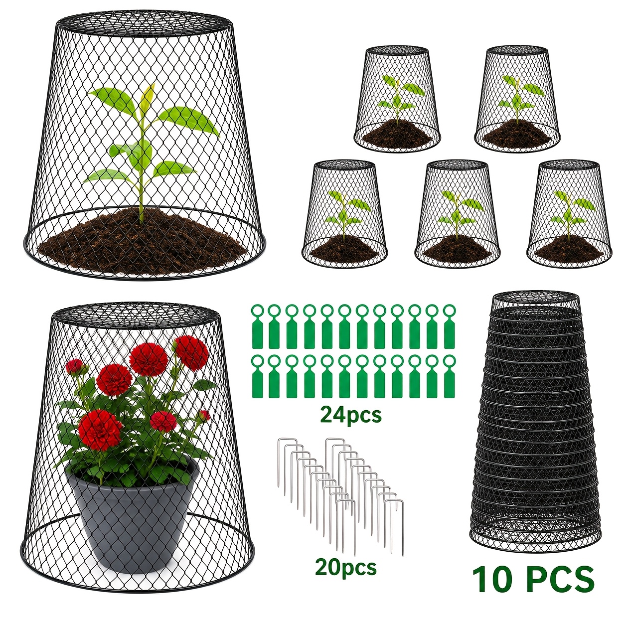 TEMU 54pcs Plant Protection Cover-barbed Wire Barrier For Vegetables, Fruits And Seedlings-animal Protection Against Rabbits, Deer, Birds And