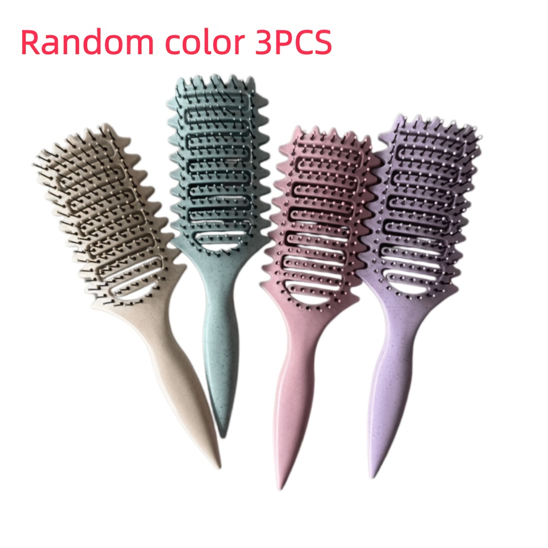 TEMU Brosse à cheveux couleur aléatoire 3 pièces, brosse pour cheveux bouclés, ventilation pour modeler et définir pour femmes, idéale pour tous les