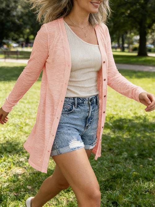 womens lightweight breathable casual versatile button cardigan