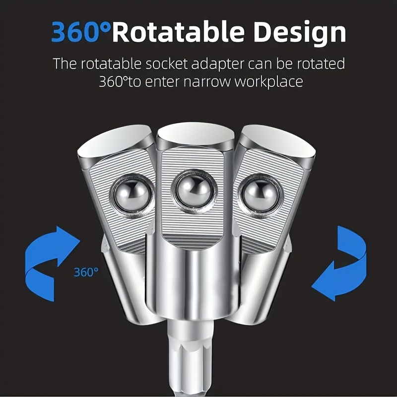 4pcs Drill Sleeve Adapter Set with 360° Rotatable Hexagonal Handle Impact Driver Sleeve Adapter 1/4" 3/8" 1/2" 105 Degree Angle Head Electric Angler Screwdriver Drill Bit Bracket 4pcs Drill Sleeve Adapter Set with 360° Rotatable Hexagonal Handle Impact Driver Sleeve Adapter 1/4