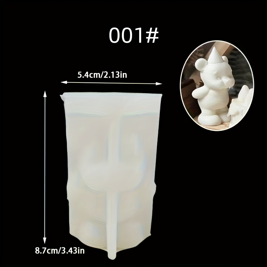 Image of Diy Clay Mold, Birthday Decoration Teddy Bear Ornament Mold, Home Decoration Table With Birthday Hat, Teddy Bear Dropper Plaster Candle, Aromatherapy Animal Silicone Mold