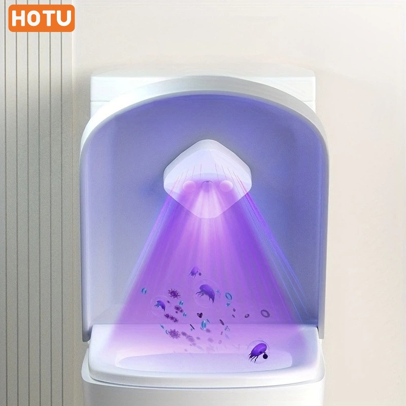 HOTU Senzor de lumină inteligent pentru toaletă + 1 buc. Bandă dublu-fațetată, Încărcare USB, Lumină LED pentru toaletă, Sistem portabil multifuncțional, Instalare ușoară, Electronice pentru îngrijire personală, Potrivit pentru baia de acasă și călătorii de afaceri