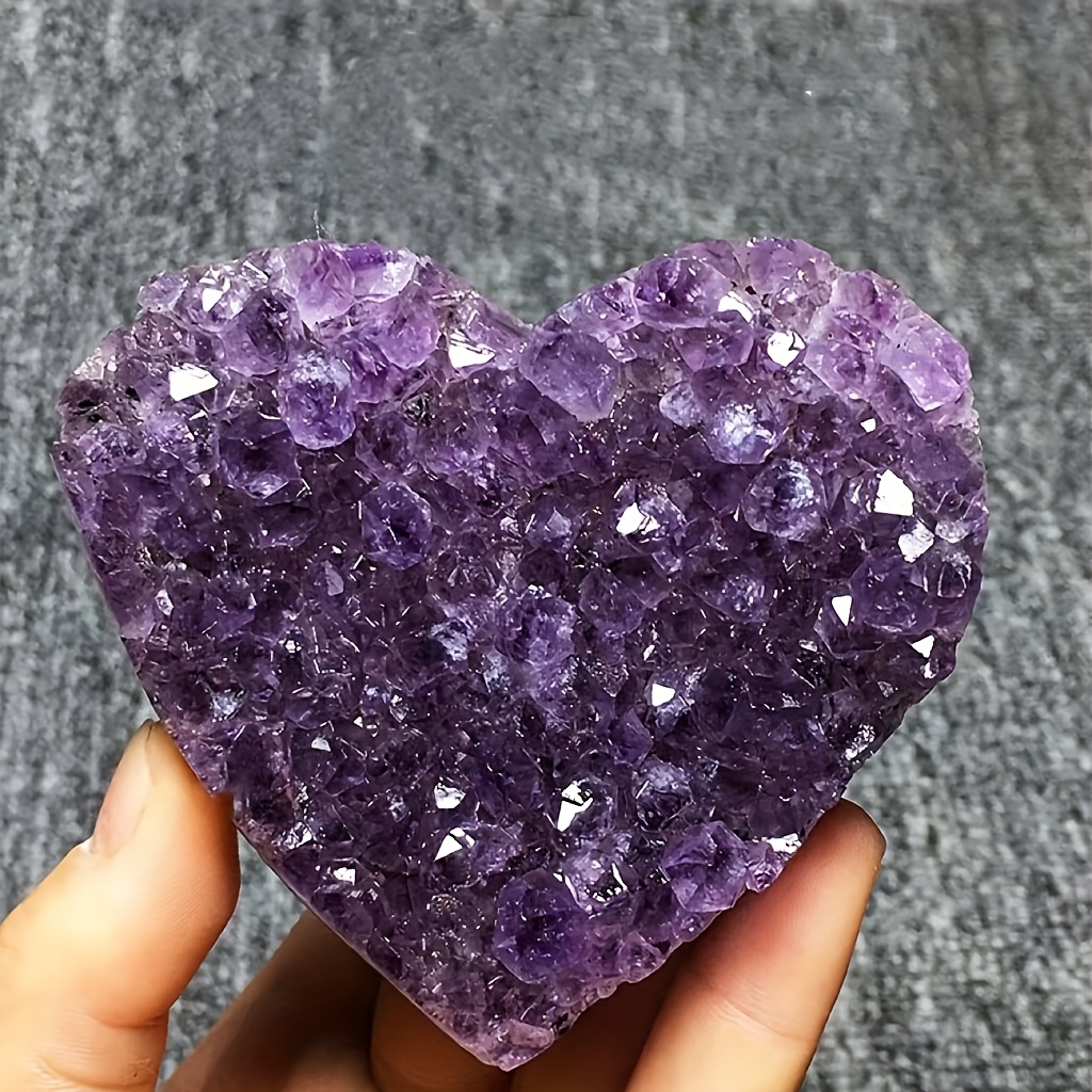E-shop Natürlicher Amethyst-Cluster, Massiver Kristallblock mit Loch, Perfekte Tischdekoration und Geschenk für die Heimdekoration, Mineralprobe