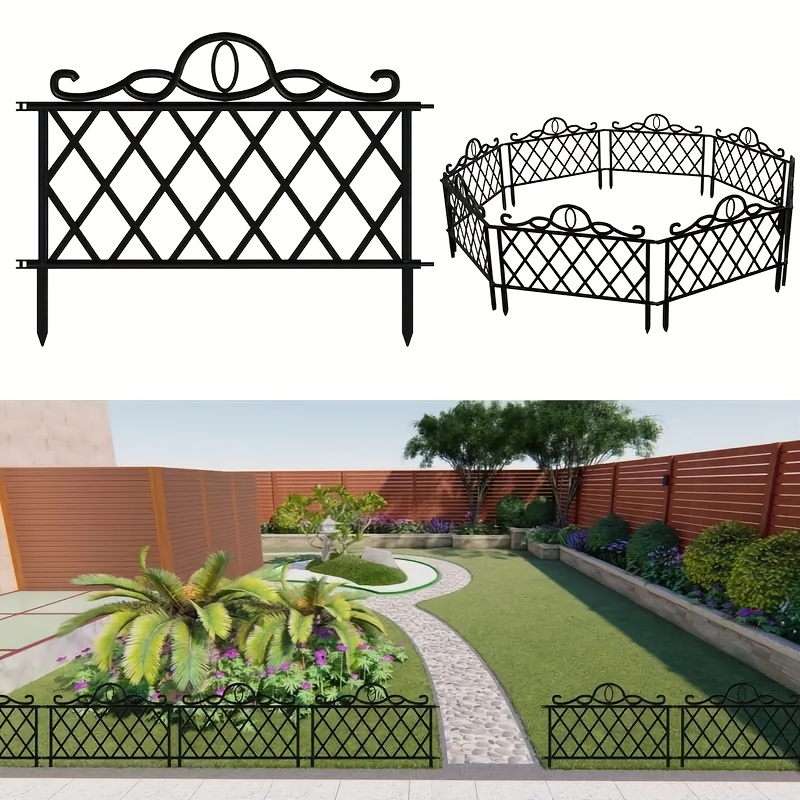 

4/10pcs Plastic Decorative Garden Fence, Removable Outdoor Fence, Lawn Barrier,