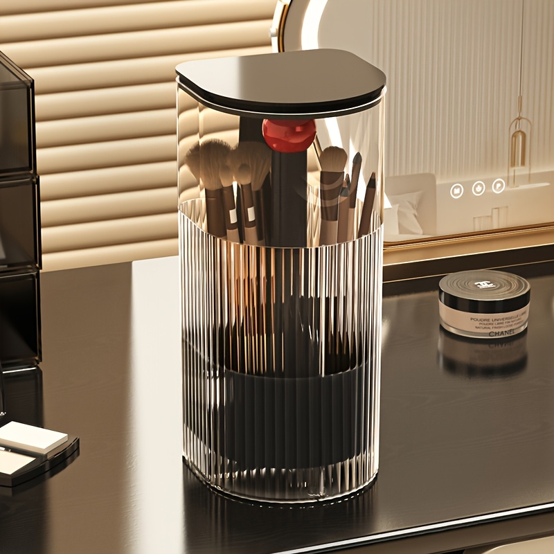 dustproof storage cylinder for press type makeup brushes desktop brush and lipstick organizer high end automatic lifting brush holder Product details 7