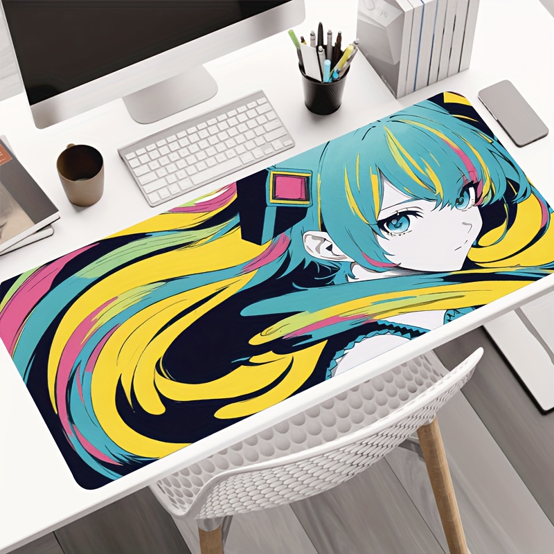 

Anime Long-haired Lady Mouse Pad, Large Gaming Desk Mat With , Washable Natural Rubber Anti-slip Base, Oblong Rubber Mousepad With Non-slip , Ideal Gift For Gamers And Office Use - 1pc