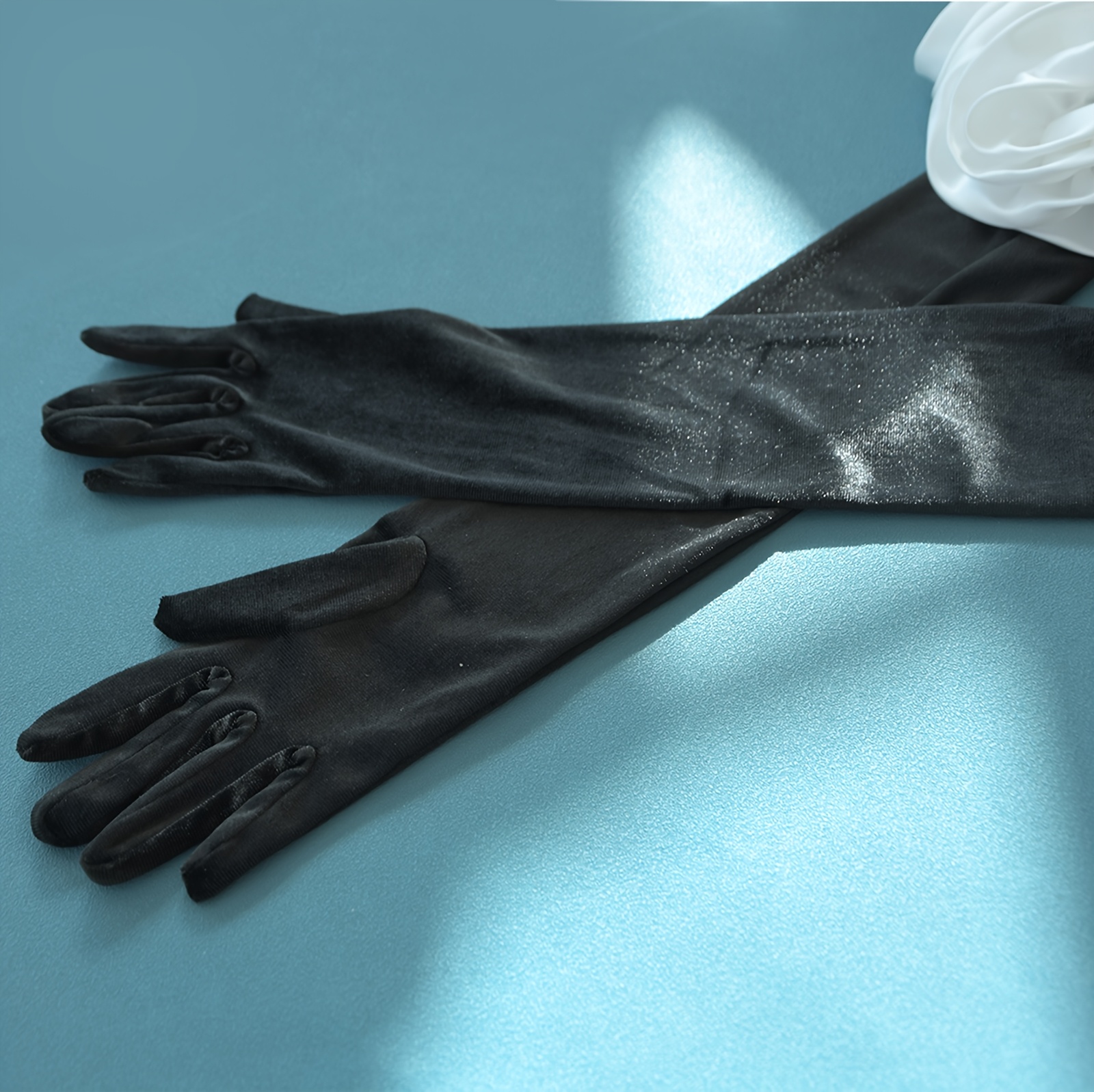 Элегантные черные длинные без пальцев свадебные перчатки с жемчугом и цветочными акцентами, романтические свадебные аксессуары, нейлон, ручная стирка только, мм30 30а, ужин, соответствие деталей 9