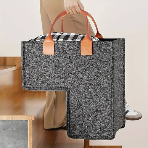 home felt staircase basket a multifunctional storage and storage basket suitable for carpets and wooden stairs 16 inch compatible foldable design with observation window shelf basket laundry baskets