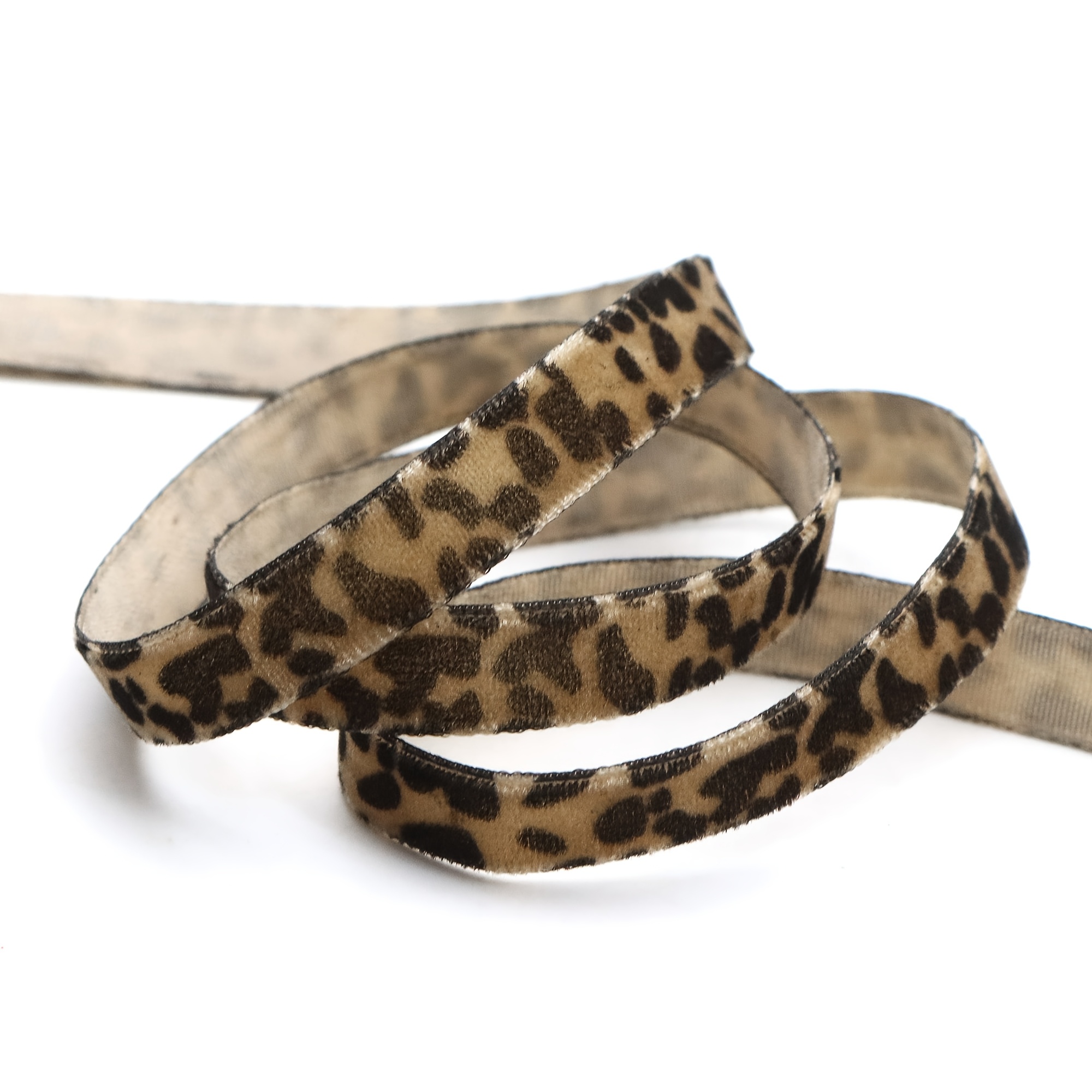 TEMU 5 Yards Of Leopard-patterned Velvet Ribbon, 10mm Wide, Suitable For Projects, Making Leopard-themed Hair Bows, Decorating Hats, Crafting, Sewing