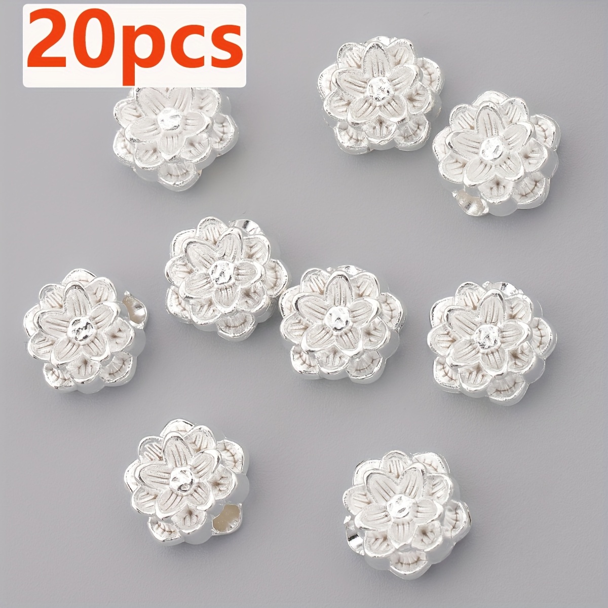 TEMU 40pcs/20pcs Lotus Shape Spacer Beads Decorative Beads Straight Hole Loose Beads Handmade Pierced Loose Beads Through Hole Spacer Beads Suitable