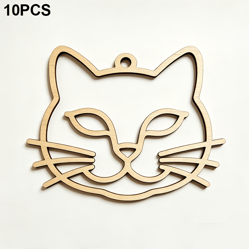TEMU Set da 10 pezzi di ornamenti decorativi da appendere in legno a forma traforato, con silhouette di e preforati per l'appeso nella parte . Adatti
