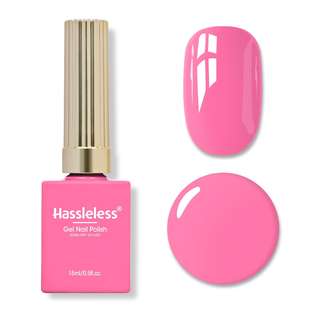 TEMU 1pc Gel Nail Polish 15ml Bow Glass Bottle | Gift, Shiny Bright, Strengthening, Soak Off, Strawberry Pink, Long Lasting Up To , Chip Resistant,