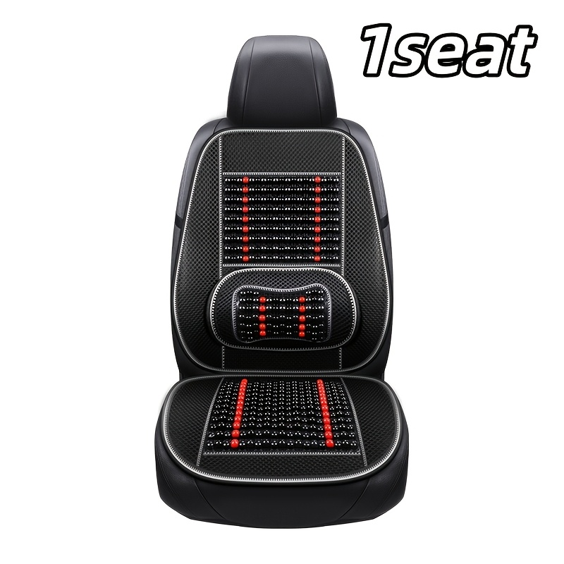 TEMU A Universal Car Seat Cover For The Front Single Seat, Suitable For , Featuring Breathable Wooden Beads For Comfort And Coolness. This Versatile