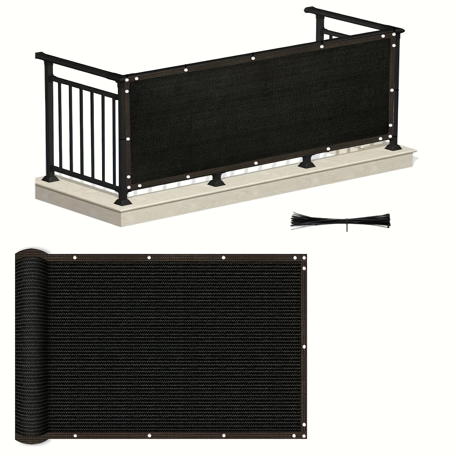 TEMU Écran de confidentialité robuste - Tissu en 150 GSM résistant au vent et à la poussière, idéal pour terrasses extérieures, balcons et piscines
