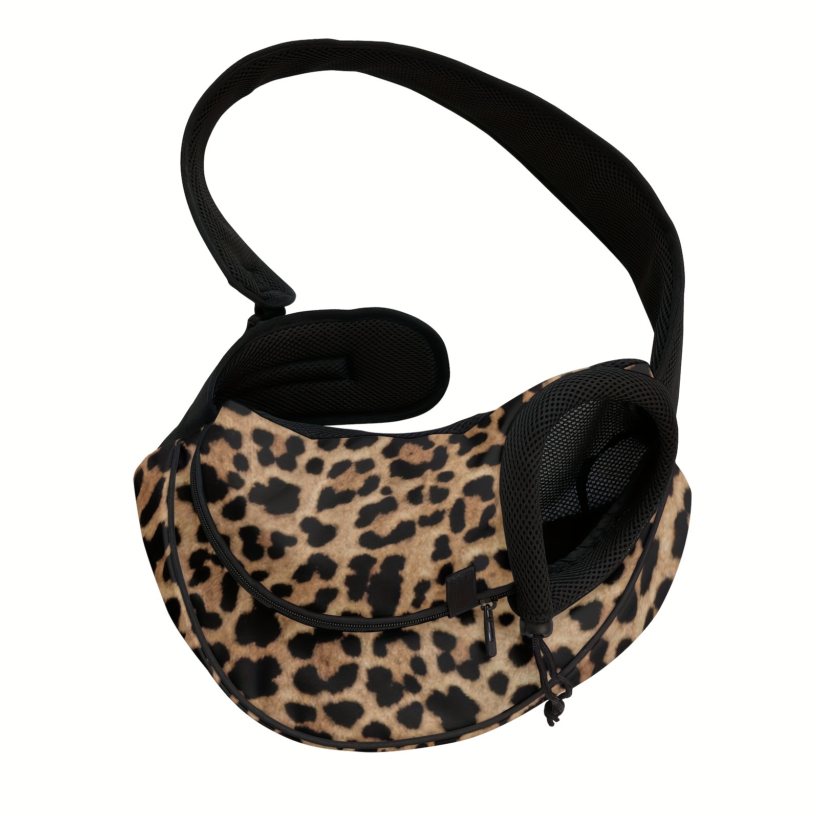Image of 1pc Leopard Animal Print Sling For Small Dogs Cats Hands Free Pet Puppy Outdoor Travel Carrier Bag Adjustable Strap Padded Shoulder Sling Travel Tote Bag