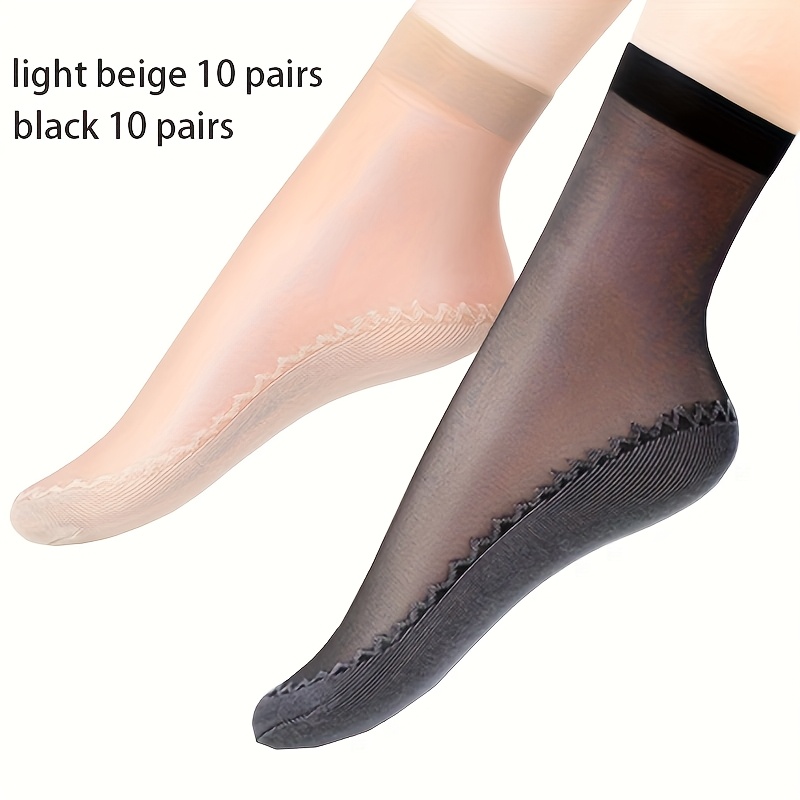 20 Pairs Of Summer Thin Solid Color Breathable, Simple And Comfortable Anti Slip Women's Socks
