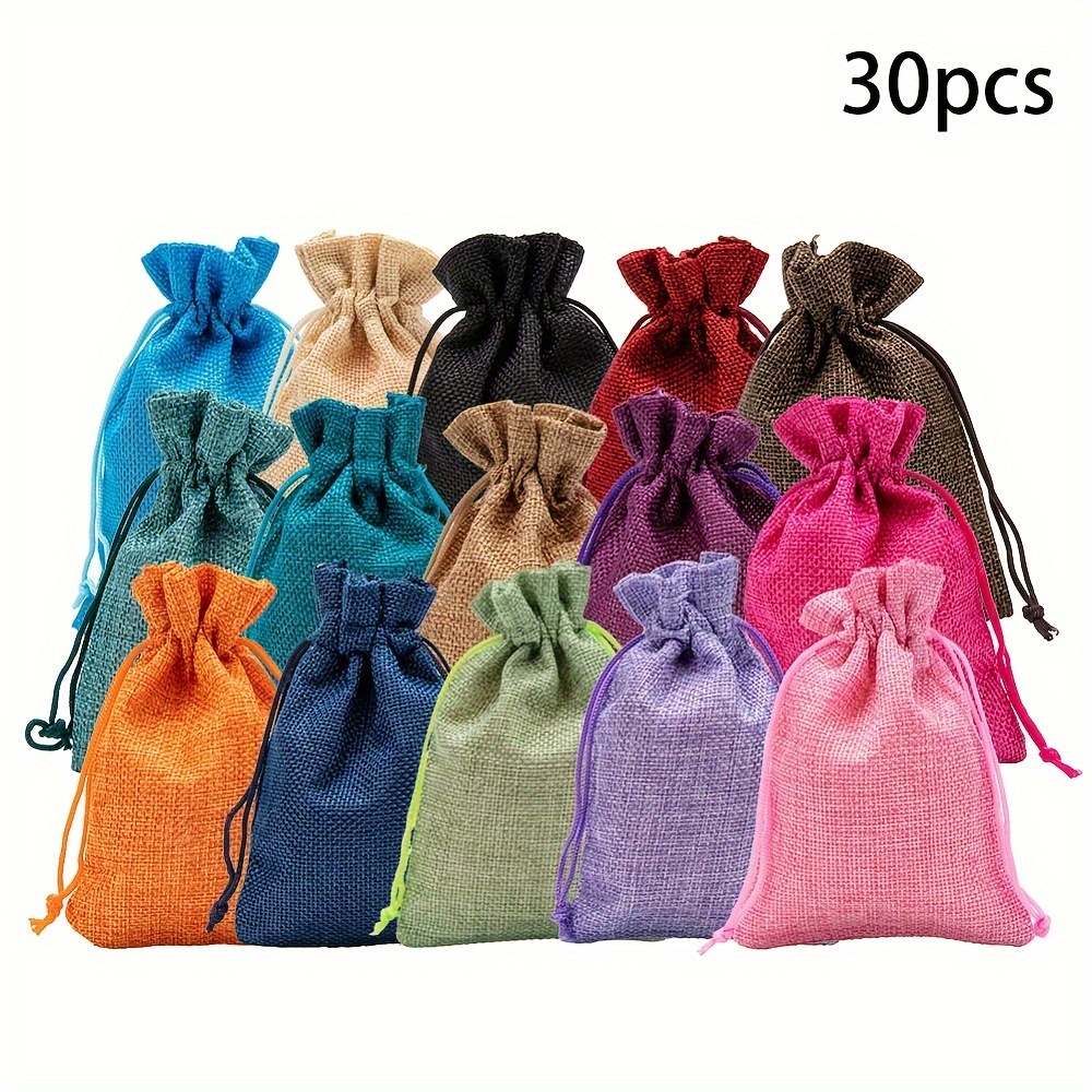 

30pcs Hemp Burlap Drawstring Bags, Jewelry Pouches For Wedding Party Favors And Diy Crafts - 5.5 X 3.9 Inch, No Power Needed