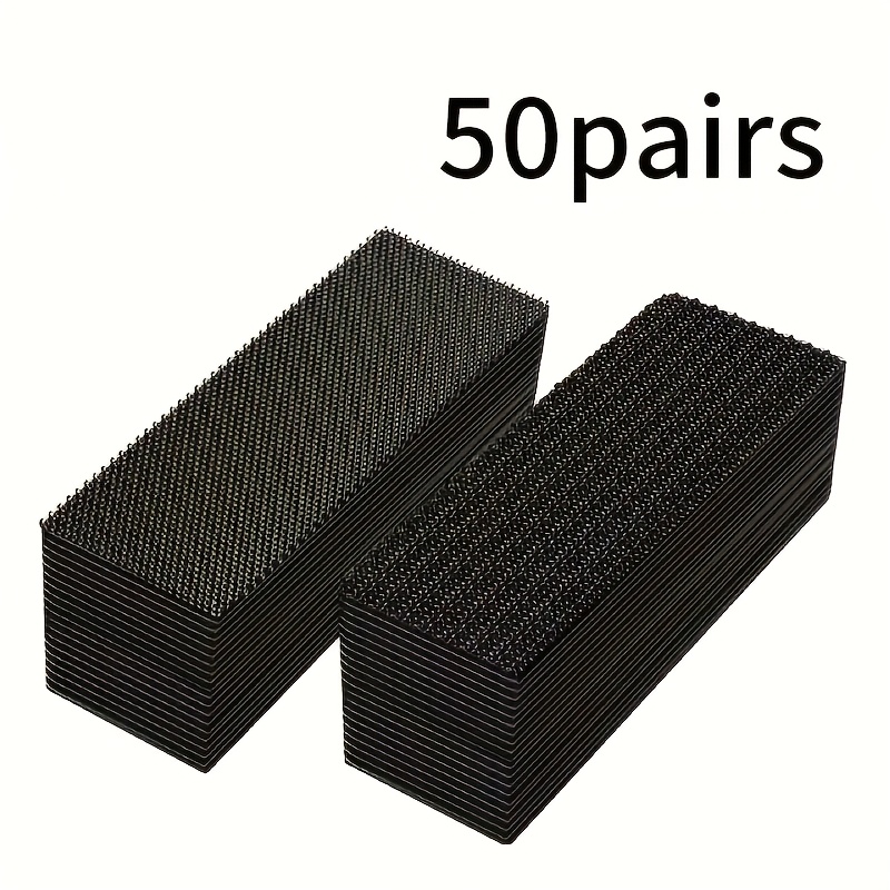 Image of 10pairs/20pairs/50pairs Rectangular Carpet Fixings Double Sided High Adhesive Car Carpet Fixings Mat Non-slip Grip Area Hook And Loop Fastener