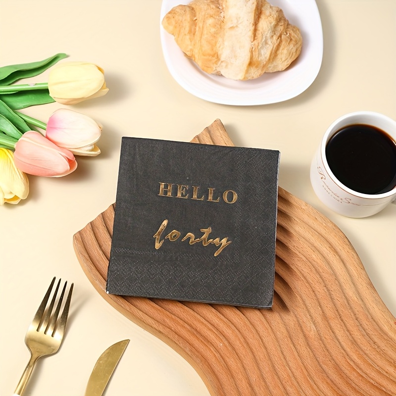 25*25cm Three-layer 20pcs Black "hello " Hot Stamping Printed Napkins Birthday Party Napkins Anniversary Decoration Birthday Party Decoration Napkins For Halloween、christmas
