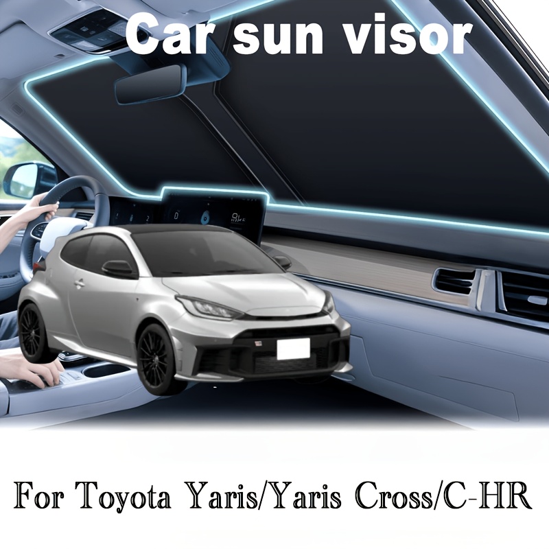 TEMU Para Toyota Yaris/Yaris Cross/CH-R, parasol plegable reflectante para parabrisas y ventanas con diseño , accesorios para interior de coche