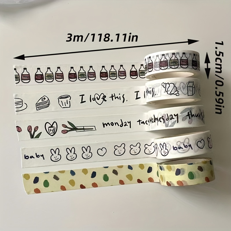 TEMU And Paper Tape Diy Small Fresh Handbook Decoration Stickers Cute Cartoon Film Adhesive Tape