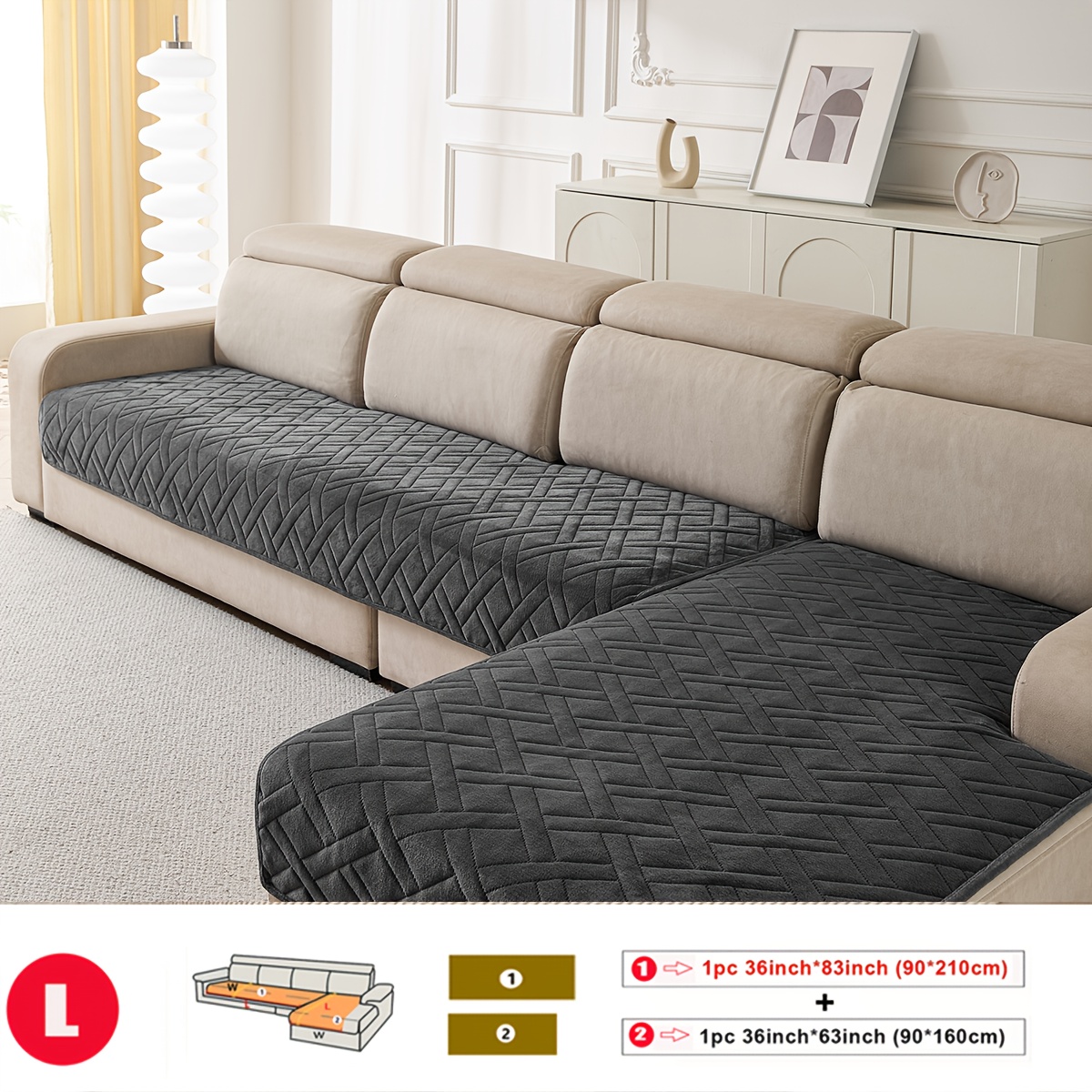 E-shop [Diamantmuster] 2er-Set Moderne Geometrische Design Sofabezug - Rutschfest, Tierfreundlicher Sofakissenbezug, Hergestellt aus Flanell, Geeignet