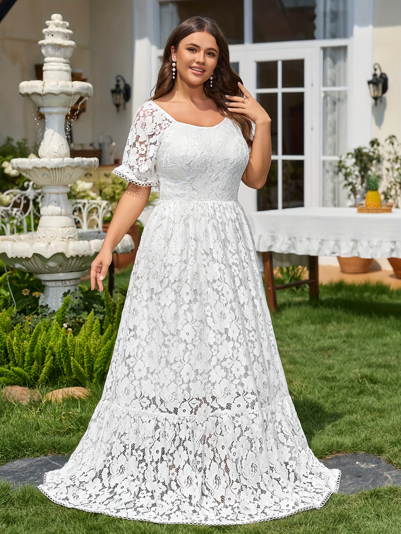 plus size white holiday dress Mocha Ribbed Mock Neck Lace Up Double Side Slit Dress main image 1