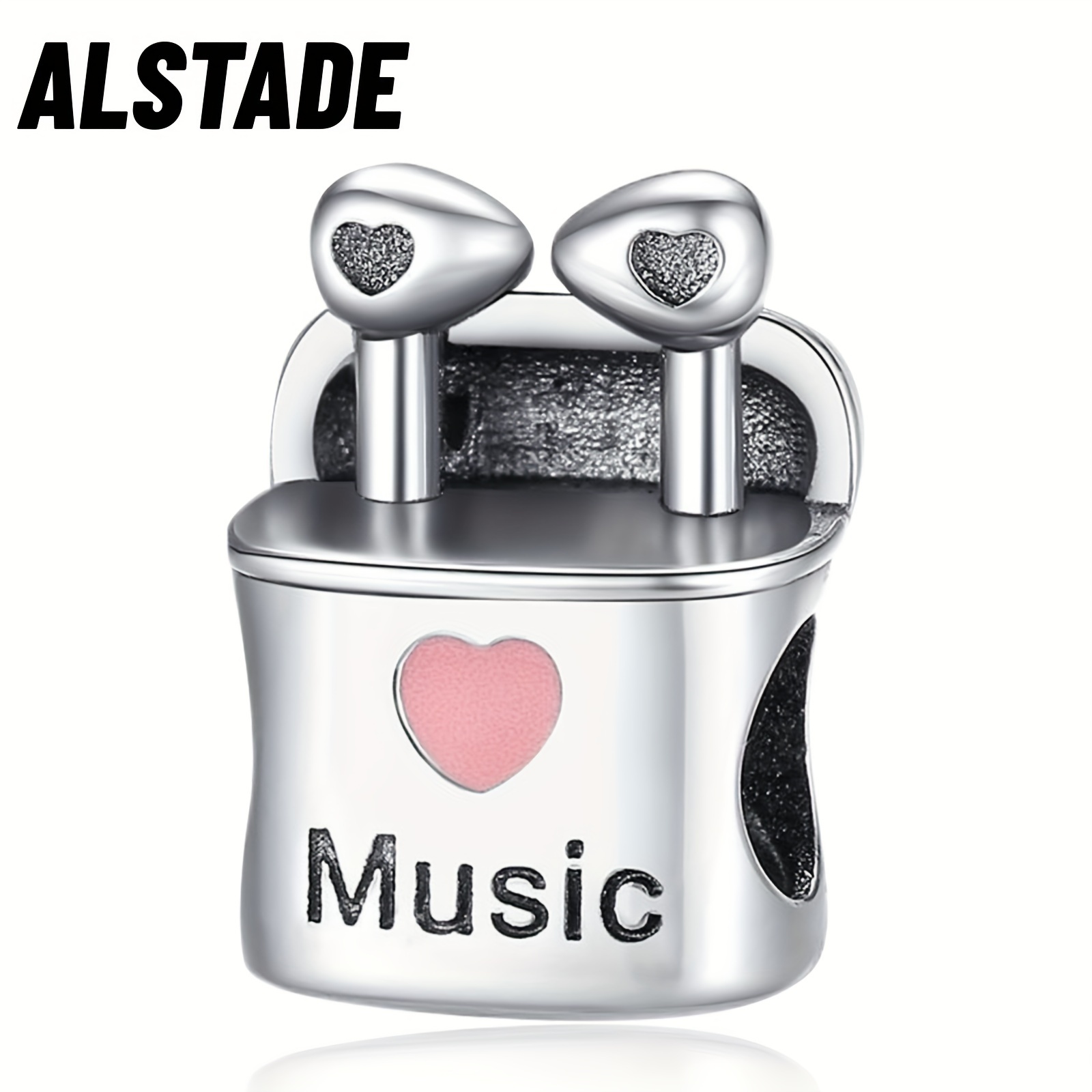 

1pc Elegant 925 Sterling Silver Music Charm With Synthetic Cubic Zirconia, Luxury Sports Theme Pendant For Bracelets And Necklaces, Ideal Christmas Gift For , Earbuds, Making