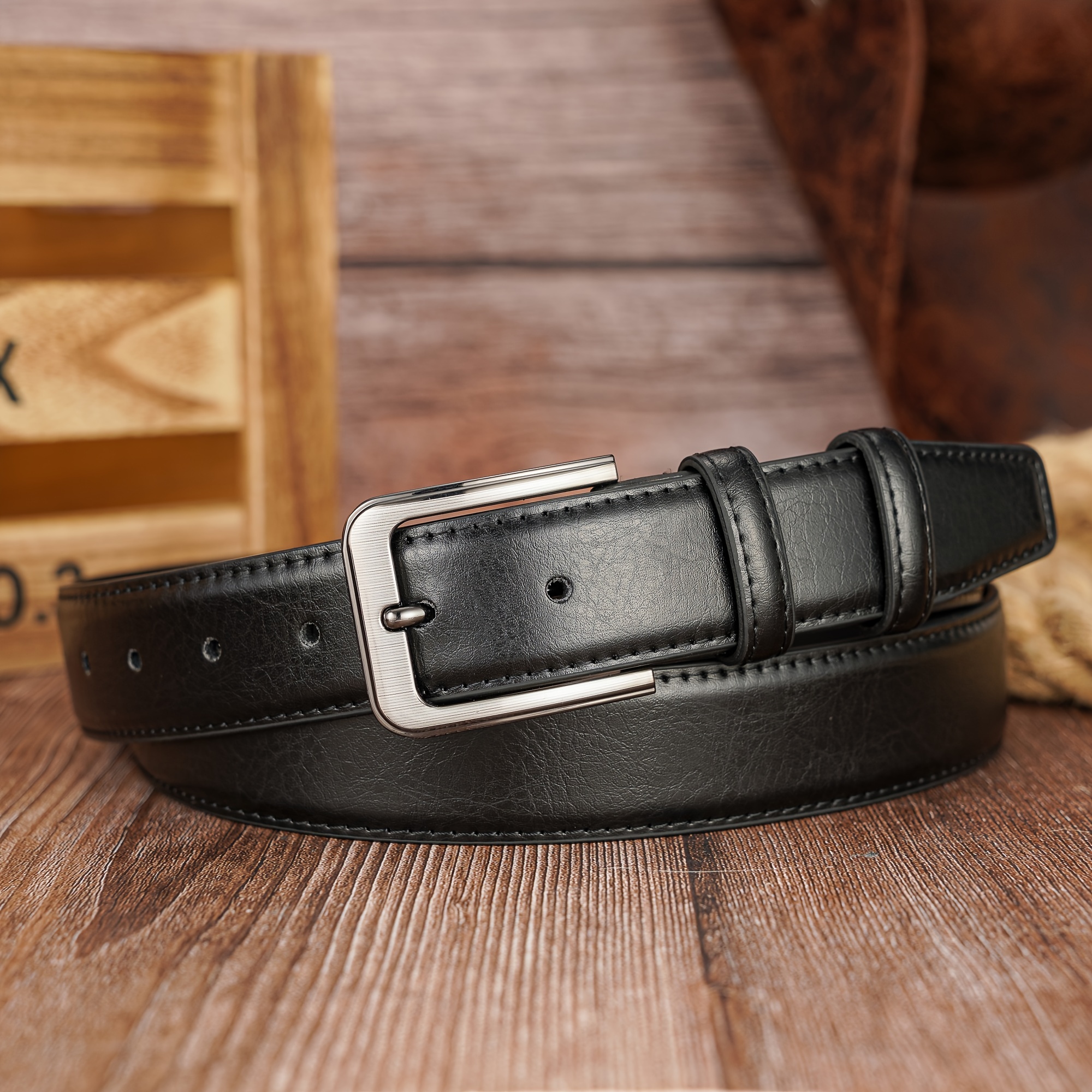 E-shop Herren Business Casual Kunstleder Gürtel mit Stegschnalle