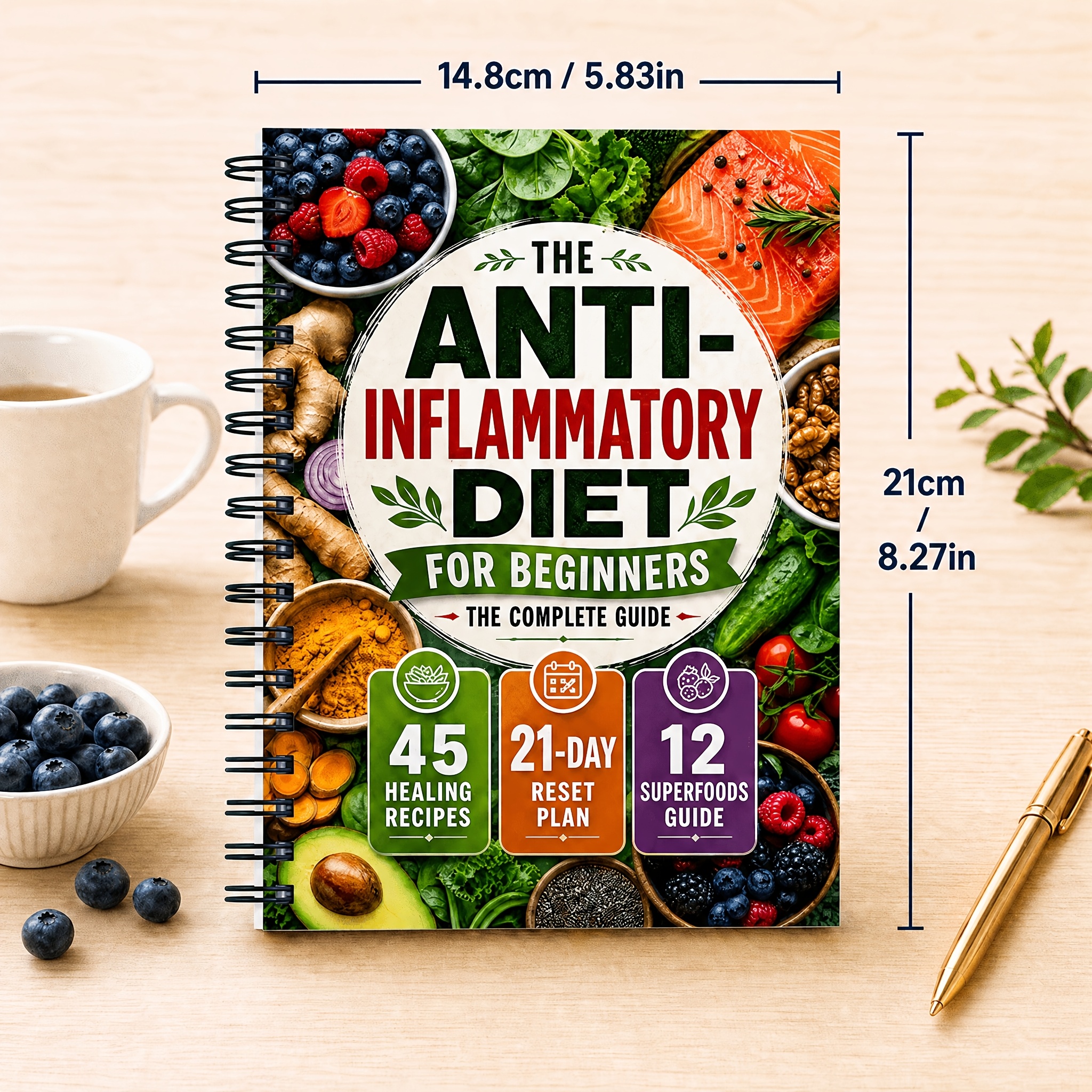 TEMU Manuel complet d' au -inflammatoire avec 45 recettes, plan d'ajustement de , guide des 12 superaliments, manuel de lecture sur et l'alimentation
