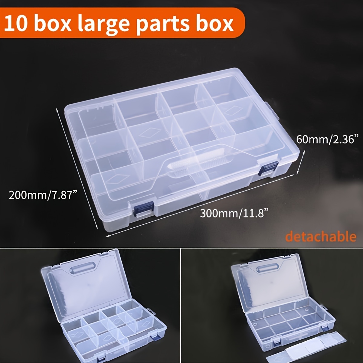 10 Grid Adjustable Transparent Plastic Storage Box Perfect For
