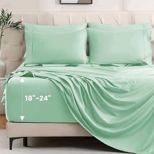 bamboo cooling bed sheets set premium 2000tc luxury bedding ultra soft for flat sheet deep pocket fitted sheet pillowcases