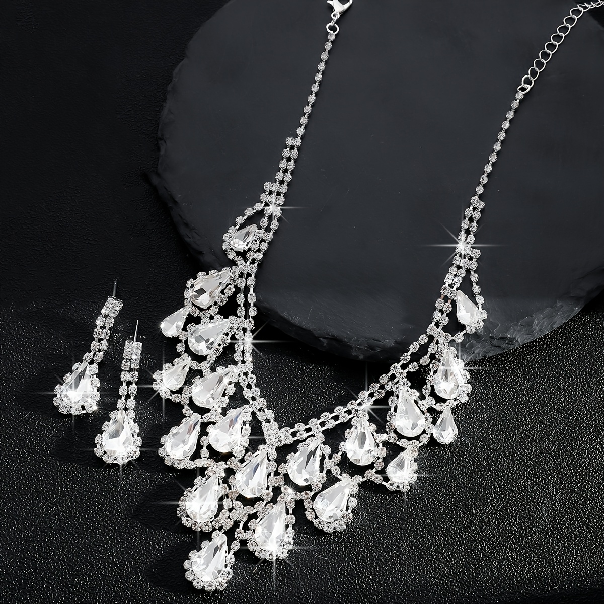 Elegance Water Drop Tassel Necklace and Earrings Set