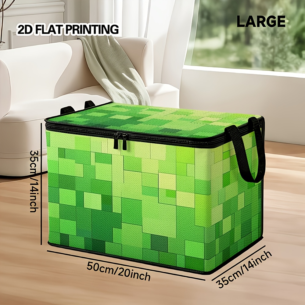 TEMU 1 Large Foldable Basket With A Lid, Featuring A Zipper And Handle, Designed In Pattern. Perfect For Storing Items In Bedrooms, Laundry Rooms,