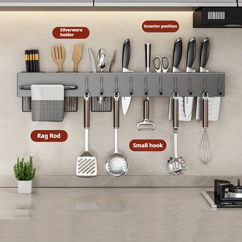 

1pc -install Kitchen Organizer - No-drill -mounted Knife & Utensil , - Storage For Cutlery And Accessories