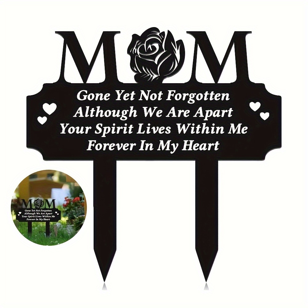 

Cemetery Decorative Memorial Plaque, Mom Memorial Garden Stake, Rose Memorial Plaque Waterproof Mourning Bereaved Mother Outdoor Cemetery, Suitable For Outdoor, Garden, Cemetery Decoration