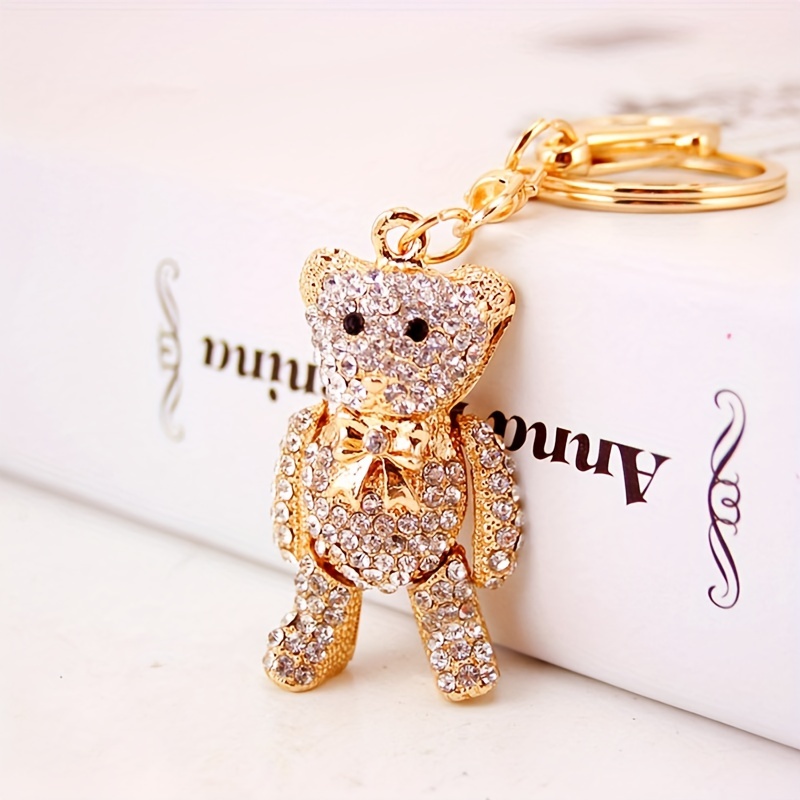 TEMU A Cute Decorative Bowtie Teddy Bear Keychain, Women's Bag Accessory, Metal Pendant Keyring, 120