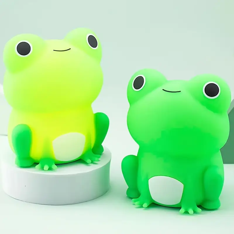 1pc cute frog night light with adjustable brightness control rechargeable powered led lamp frog shaped design for bedroom or desk decor indoor use battery frog decor desk lamp design rechargeable lamp Product details 4