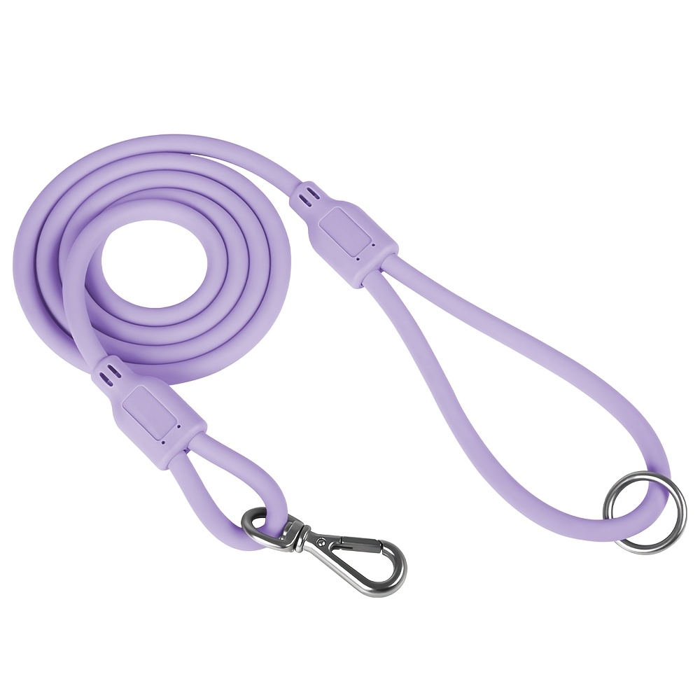 Round Silicone Dog Leash with Sturdy Metal Hook Closure