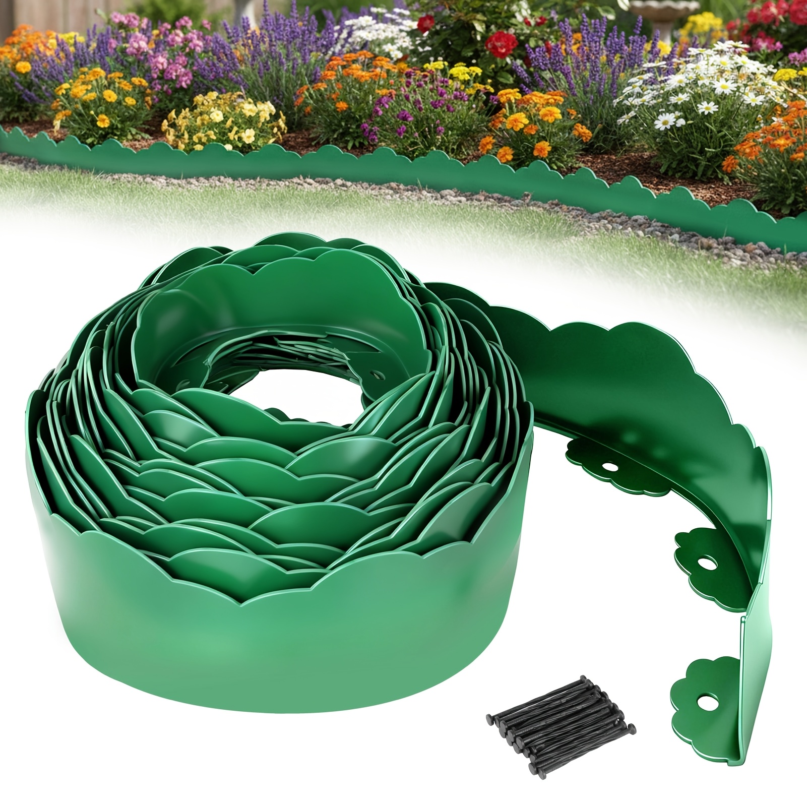 Image of L-shaped Isolation Strip | Grass And Stone Strip, 10cm High * 10m Long, Multi-functional Landscape Divider For Flower Beds, Walkways, Vegetable Gardens | Brand: