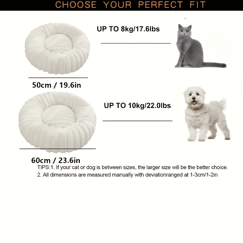 luxurious plush round pet bed for dogs cats   rabbit fur   non slip bottom polyester fill ideal for small to large breeds Product details 1