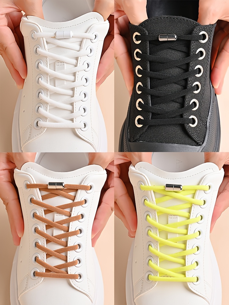 1 Pair of Free-to-Take-off Shoe Laces with Capsule Buckle and Elasticity, Lazy Person's Laces, Fashionable Laces Suitable for Board Shoes and Sports Shoes