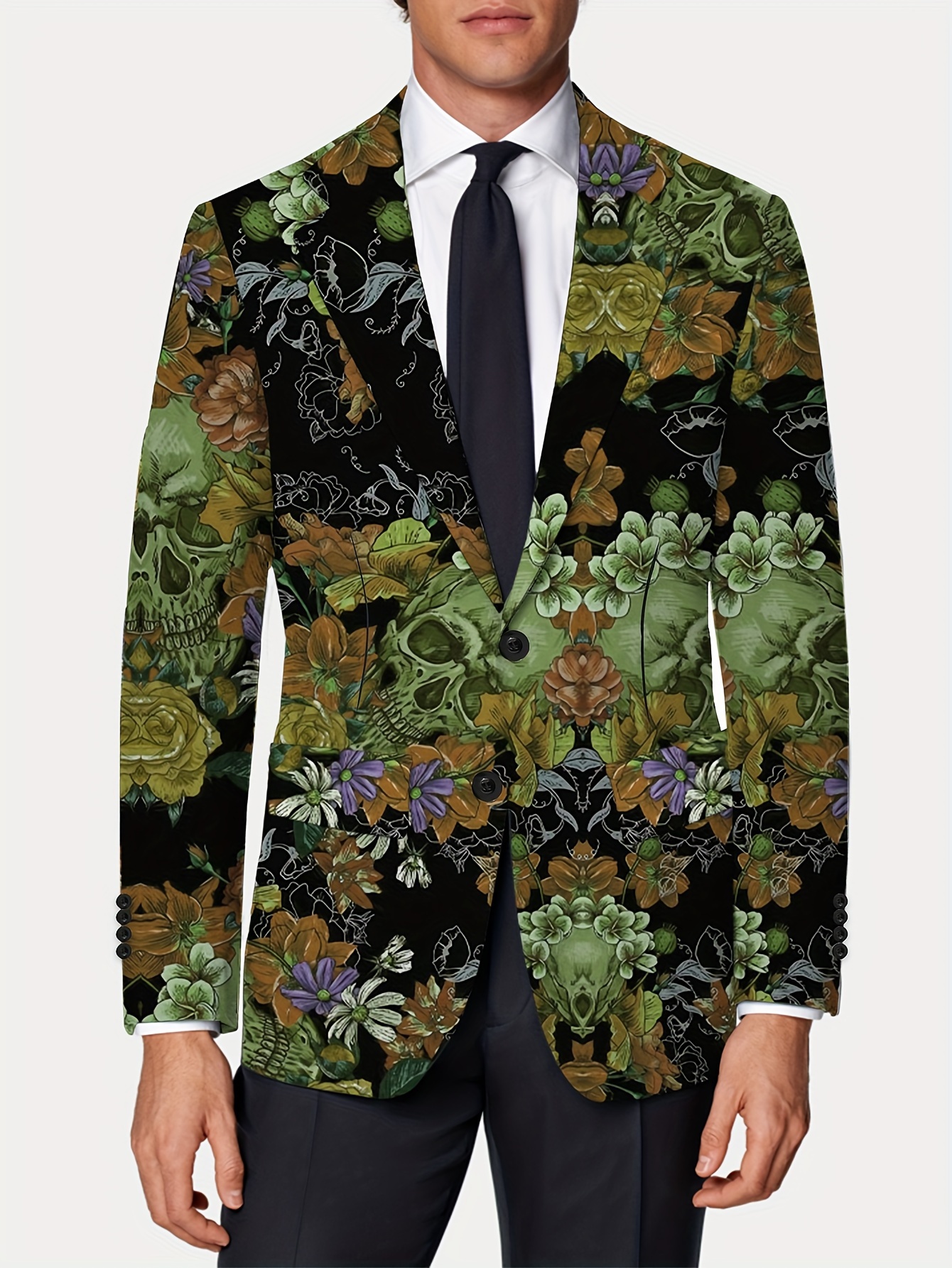mens gothic skull print polyester stretch fabric - Temu
