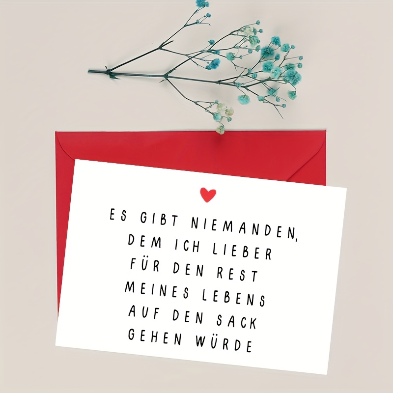 romantic german greeting card for wife husband     with red envelope   valentines day anniversaries birthdays wedding