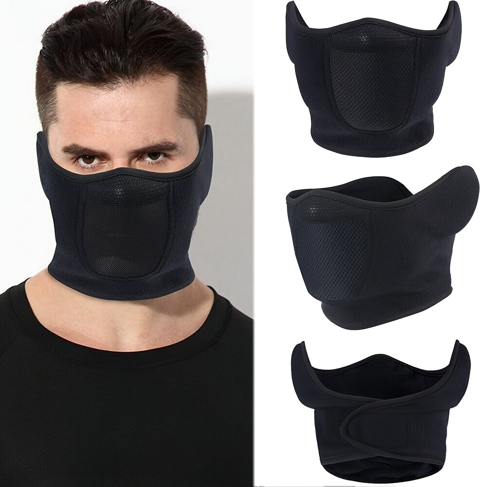 unisex nylon balaclava half face mask with earmuffs pa material hand washable   ideal for   and outdoor activities Product details 0